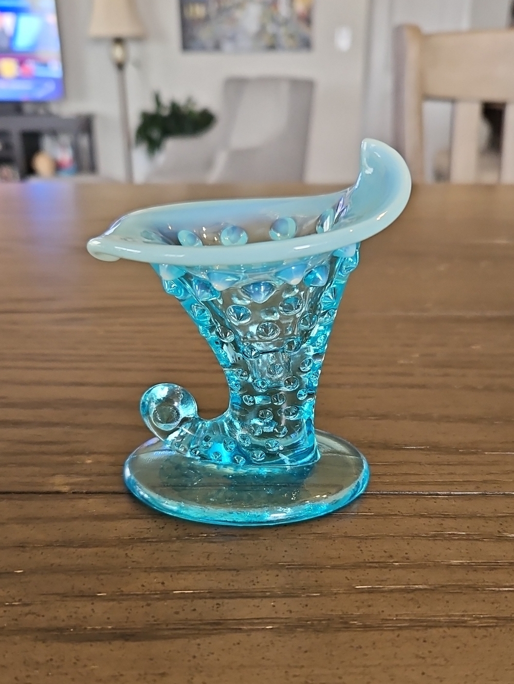 Fenton Blue Hobnail Glass Vase - Vintage